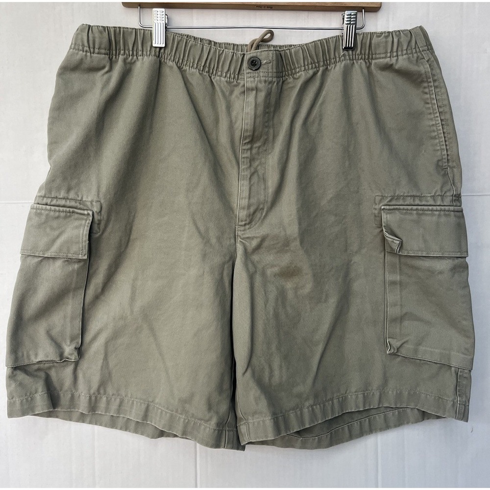 Lands' End Mens Beige Cargo Shorts Cotton Casual‎ Utility with Pockets Size XL